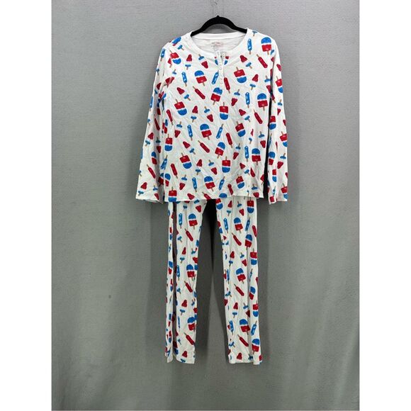Hart + Land Womens Multicolor Popsicle Bombpop Footie Print Pima Cotton Pajama S - Picture 1 of 8